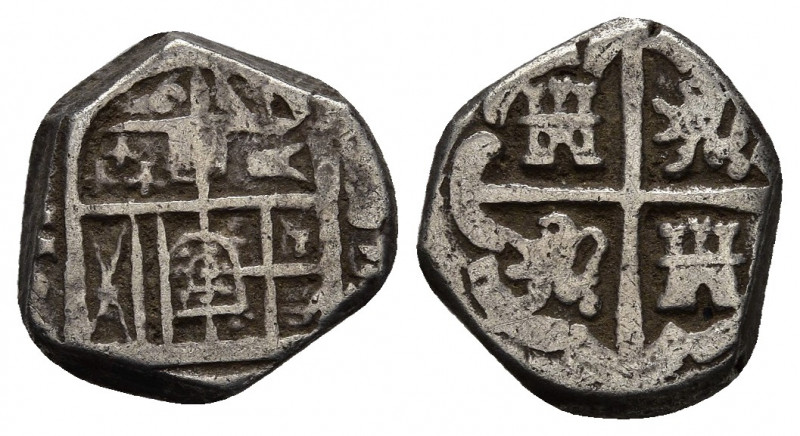 Spain. PHILIP III (?), 1598-1621 AD. Or PHILIP IV (?), 1621-1665 AD. 2 Reales. U...