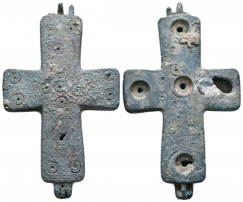 Byzantine Cross with decoration, Ae Bronze, 7th - 13th century AD. Reference: Co...