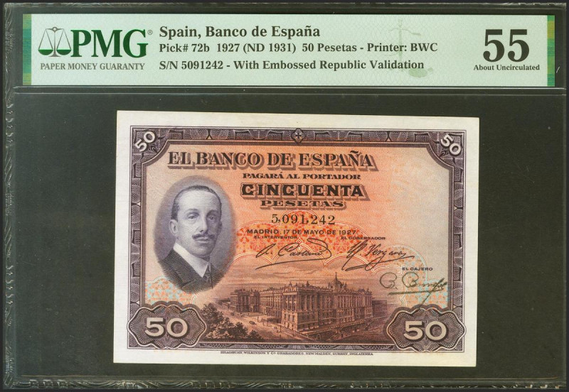 50 Pesetas. 17 de Mayo de 1927. Sin serie. (Edifil 2021: 326, Pick: 72a). Raro e...