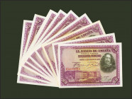 Conjunto de 10 billetes correlativos en diferentes tramos de 50 Pesetas emitidos el 15 de Agosto de 1928 y con la serie C (Edifil 2021: 354), conserva...