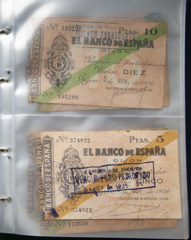 Impresionante conjunto de los billetes del Banco de España de la sucursal de Gij...