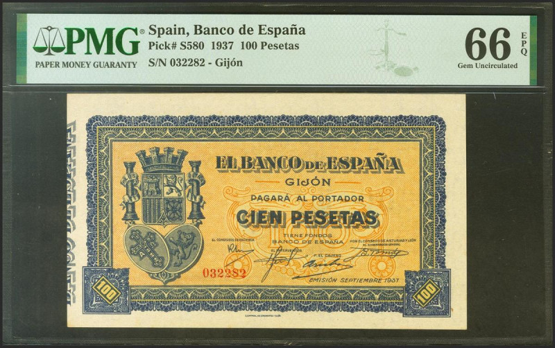 100 Pesetas. Septiembre 1937. Sin serie. (Edifil 2021: 399, Pick: S580). Inusual...