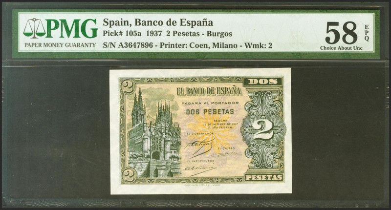 2 Pesetas. 12 de Octubre de 1937. Serie A. (Edifil 2021: 426, Pick: 105a). Apres...