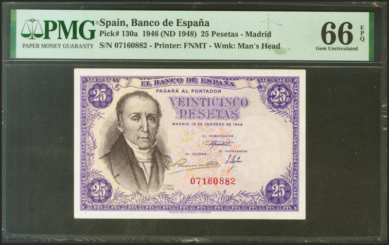 25 Pesetas. 19 de Febrero de 1946. Sin serie. (Edifil 2021: 450, Pick: 130a). In...