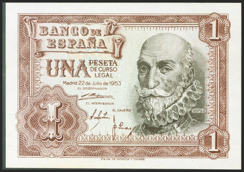 1 Peseta. 22 de Julio de 1953. Serie G. (Edifil 2021: 465a). Apresto original. S...