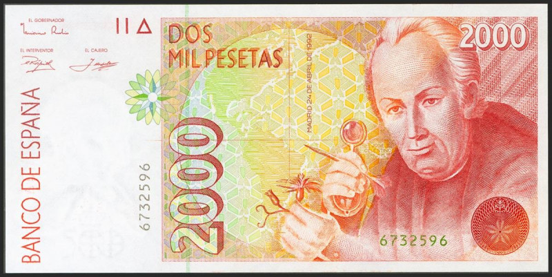 2000 Pesetas. 24 de Abril de 1992. Sin serie. (Edifil 2021: 482). SC.