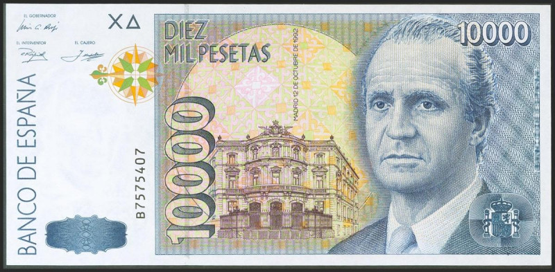 10000 Pesetas. 12 de Octubre de 1992. Serie B. (Edifil 2021: 485a). SC.