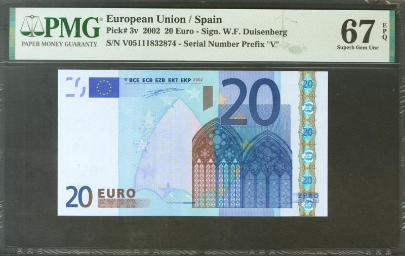 20 Euros. 1 de Enero de 2002. Firma Duisenberg. Serie V (España). (Edifil 2021: ...