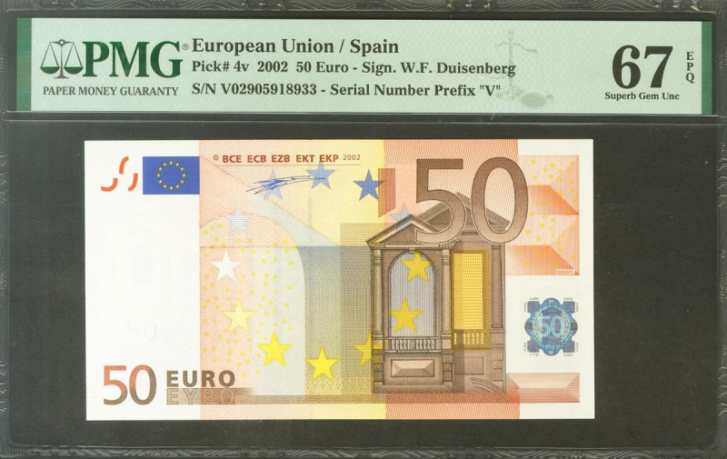 50 Euros. 1 de Enero de 2002. Firma Duisenberg. Serie V (España). (Edifil 2021: ...