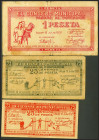 ALCOY (ALICANTE). 25 Céntimos (2) y 1 Peseta. 12 de Julio de 1937. (González: 377, 378, 380). MBC.