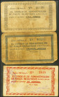 BLANCA (MURCIA). 25 Céntimos, 50 Céntimos y 1 Peseta. 1937. Series A, B y B. (González: 1231, 1232, 1233). Raros. BC/MBC.