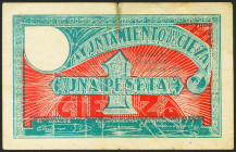 CIEZA (MURCIA). 1 Peseta. (1937ca). (González: 1961b). Raro. BC+.