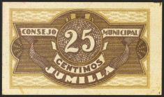 JUMILLA (MURCIA). 25 Céntimos. 25 de Febrero de 1937. (González: 3070). EBC.