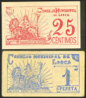 LORCA (MURCIA). 25 Céntimos y 1 Pesetas. Septiembre 1937. (González: 3231a, 3232a). EBC/MBC.