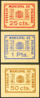 PALOMAR (VALENCIA). 25 Céntimos, 50 Céntimos y 1 Peseta. (1937ca). (González: 4039/41). Rarísima serie completa, para hacernos una idea de la rareza e...