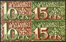 BARCELONA. 10 Céntimos y 15 Céntimos. 2 de Diciembre de 1937. Series A y B, respectivamente. (González: 6523/24). Serie completa. SC.