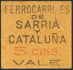 BARCELONA. 5 Céntimos. (1937ca). Ferrocarriles de Sarriá y Cataluña. (González: 6731). Raro. EBC.