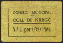 COLL DE NARGO (LERIDA). 50 Céntimos. (1937ca). (González: 7627). Muy raro. MBC.