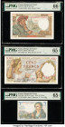 France Banque de France 50; 100; 5 Francs 13.3.1941; 2.4.1942; 25.11.1943 Pick 93; 94; 98a Three Examples PMG Gem Uncirculated 66 EPQ; Gem Uncirculate...