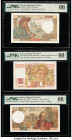 France Banque de France 50; 100; 10 Francs (1941-1971) Pick 93; 128b; 147c Three Examples PMG Gem Uncirculated 66 EPQ (3). 

HID09801242017

© 2022 He...