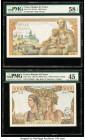 France Banque de France 1000; 5000 Francs 28.5.1942; 16.8.1951 Pick 102; 131c Two Examples PMG Choice About Unc 58 EPQ; Choice Extremely Fine 45. Stap...