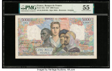 France Banque de France 5000 Francs 20.3.1947 Pick 103e PMG About Uncirculated 55. Minor rust and staple holes are present on this example. 

HID09801...