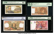 France Banque de France 5; 100; 10; 200 Francs 7.12.1967; 4.11.1976; 2.3.1978; 1997 Pick 146b; 149f; 150c; 159b Four Examples PMG Choice Uncirculated ...