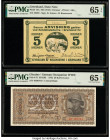 Greenland State Note 5 Kroner ND (1913) Pick 14A PMG Gem Uncirculated 65 EPQ. Ukraine Ukrainian Central Bank 20 Karbowanez 10.5.1942 Pick 53 PMG Gem U...