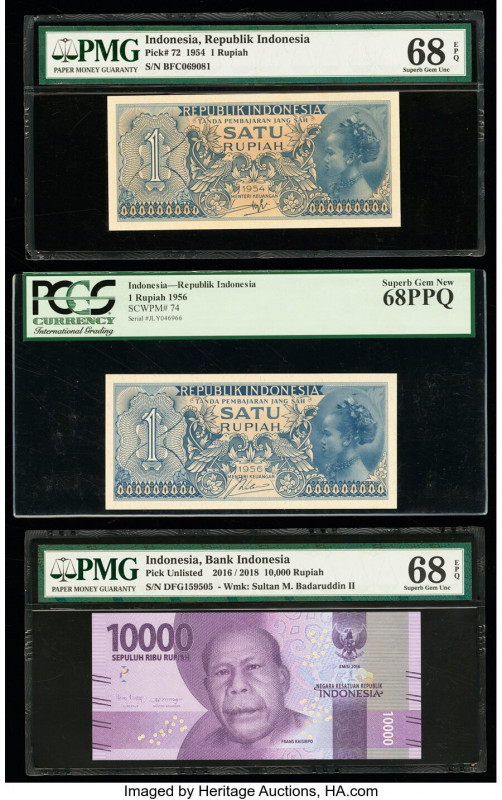 Indonesia & Thailand Group Lot of 5 Examples PMG Superb Gem Unc 68 EPQ (4); PCGS...