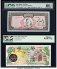 Iran Bank Markazi 500; 10,000 Rials ND (1971-73); (1981) Pick 93c; 131a Two Examples PMG Gem Uncirculated 66 EPQ; PCGS Gem New 65PPQ. 

HID09801242017...