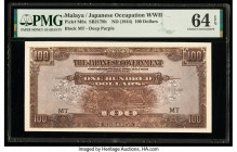 Malaya Japanese Government 100 Dollars ND (1944) Pick M8x SB2178b PMG Choice Uncirculated 64 EPQ. 

HID09801242017

© 2022 Heritage Auctions | All Rig...