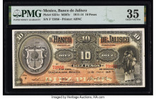 Mexico Banco De Jalisco 10 Pesos 26.3.1914 Pick S321c PMG Choice Very Fine 35. A small internal tear is noted on this example. 

HID09801242017

© 202...