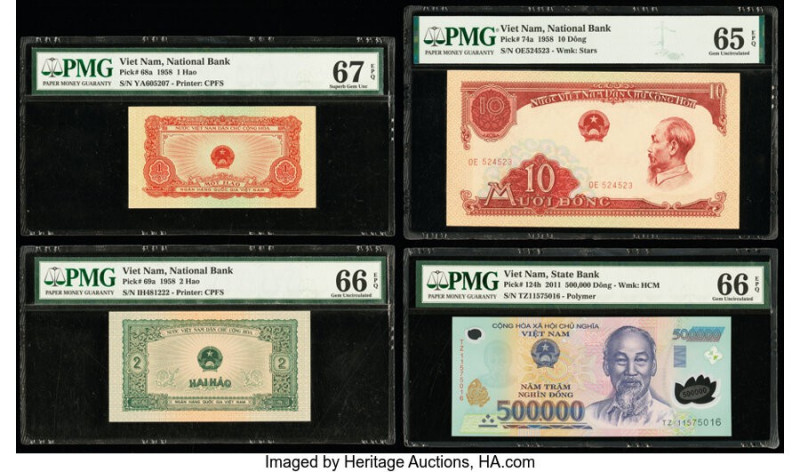 Vietnam National Bank of Viet Nam 1; 2 Hao; 10; 500,000 Dong 1958 (3); 2011 Pick...