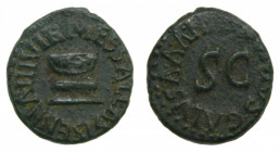 ROMAN EMPIRE - Octavio Augusto (27 aC-14 dC). Cuadrante. 2,3 g. AE. a/ MESSALLA SISENNA III VIR. Yunque. r/ [APRO]NIVS GALLVS AAA FF - S C.
(mbc)
