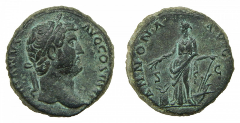 ROMAN EMPIRE - Adriano (117-138 dC). As. 13,2 g. AE. a/ HADRIANVS AVG COS III P ...