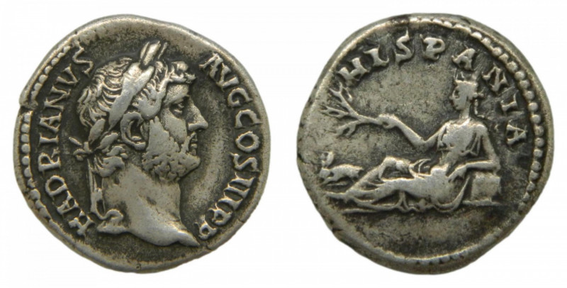 ROMAN EMPIRE - Adriano (117-138 dC). Denario. 3,2 g. AR. a/ HADRIANVS AVG COS II...