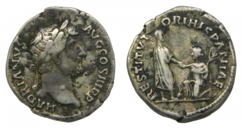 ROMAN EMPIRE - Adriano (117-138 dC). Denario. 3,1 g. AR. a/ HADRIANVS AVG COS II...