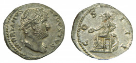 ROMAN EMPIRE - Adriano (117-138 dC). Denario. 3,6 g. AR. a/ HADRIANVS AVGVSTVS. r/ COS III. Concordia sentada, sosteniendo pátera y reclinando el braz...