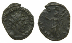ROMAN EMPIRE - Mario, emperador romano de la Galia (268). Antoniniano. 2,7 g. AE. a/ IMP C M AVR MARIVS AVG. r/ VICTORIA AVG. Victoria en pié. Rara.
...