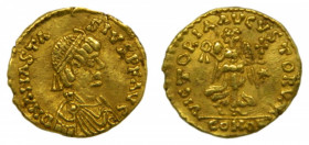 OSTROGOTHS (ITALY) - Teodorico (493-526). A nombre de Anastasio (491-518). Triens o Tremissis. Ravenna o Roma. 1,4 g. AV. a/ D N ANASTASIVS P F AVG. r...