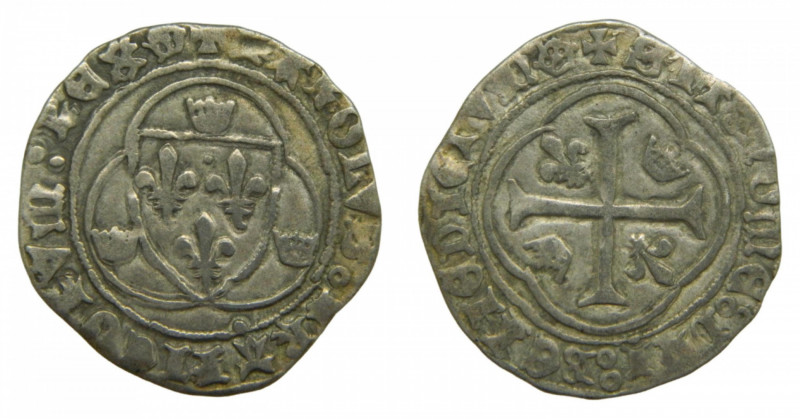 KINGDOM OF FRANCE - FRANCE , Royaume. Charles VII (1422-1461). Blanc à la couron...
