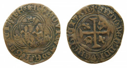 KINGDOM OF FRANCE - FRANCE, Royaume. Louis XI (1461-1483). Blanc à la couronne. 2,2 g. BI. Atelier à identifier: AR à la fin de légénde du r/. Molette...