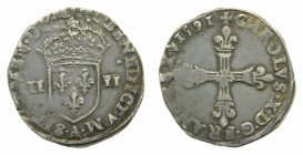 KINGDOM OF FRANCE - FRANCE, Royaume. Charles X. 1591. 1/4 Écu. Paris (A). 9,6 g. AR.
TTB
