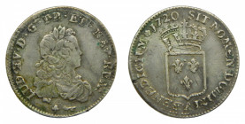 KINGDOM OF FRANCE - FRANCE, Royaume. Louis XV. 1720. 1/3 Ecu de France. Paris (A). 7,9 g. AR. Refrappe.
TTB-