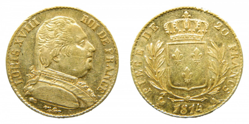 KINGDOM - FRANCE, Royaume. Louis XVIII. 20 Francs. 1814. Paris (A). 6,46 g. AU. ...