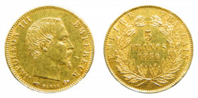 2nd EMPIRE - FRANCE, Empire. Napoléon III. 5 Francs. 1856. Paris (A). 1,61 g. AU. Km-787.1.
TTB