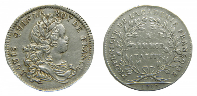 TOKENS - FRANCE, Royaume. Louis XV. 1717. Jeton en argent. a/ LOUIS QUINZE ROY D...