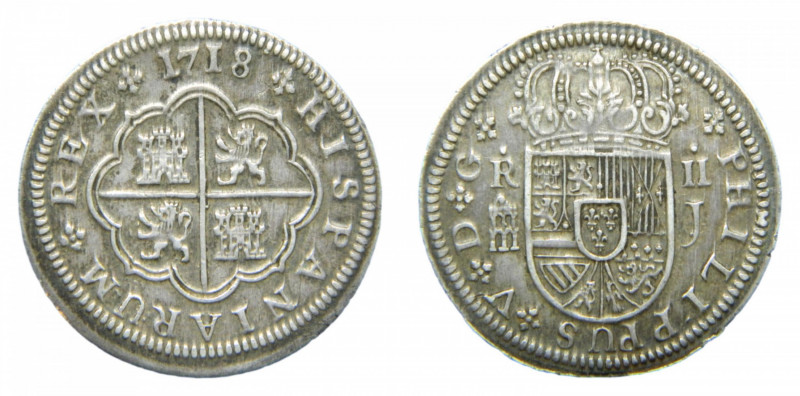 Felipe V (1700-1746). 2 reales 1718 J. Segovia. AC 948.
mbc+