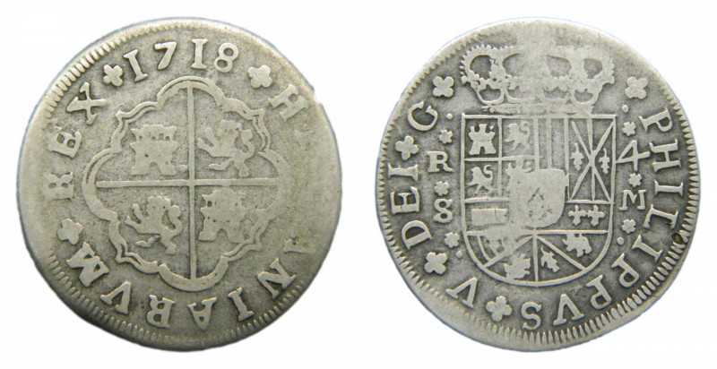 Felipe V (1700-1746). 4 reales 1718 M. Sevilla. AC 1222. ....DEI G.
bc