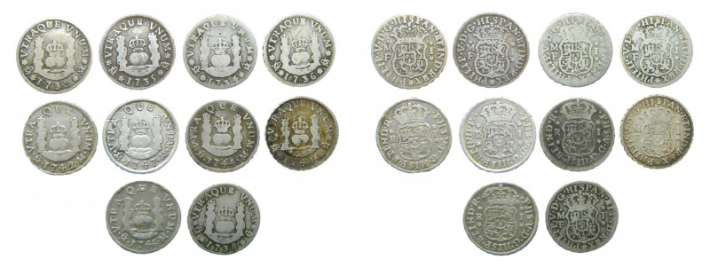 LOTS - Felipe V (1700-1746). LOTE 10 piezas 1 real. 1734, 1735, 1736, 1738, 1739...